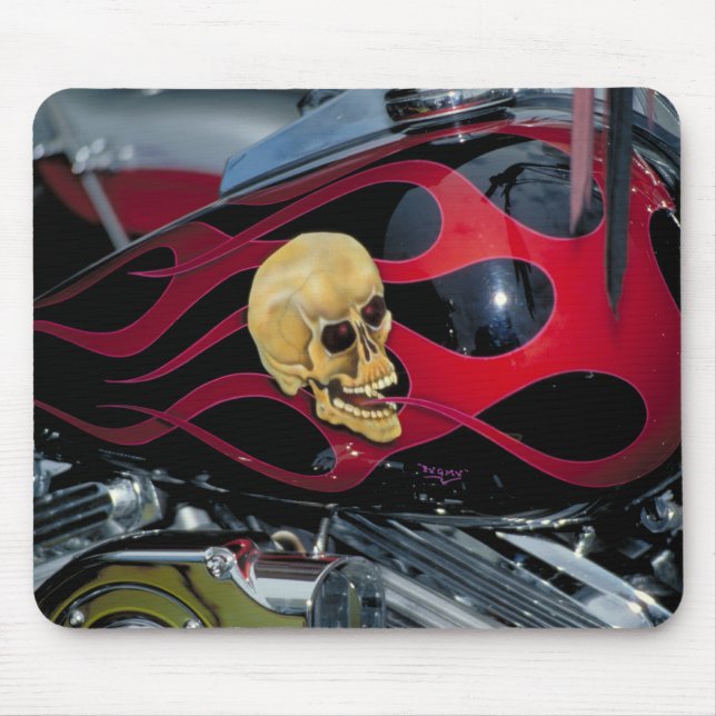 Tapis De Souris Crâne de motocycle - réservoir de carburant (Devant)