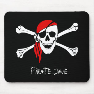 Tapis De Souris Crâne de pirate personnalisé et os croisés Mous