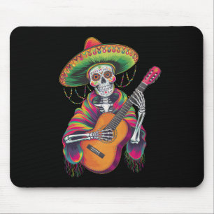 Tapis De Souris Crâne de squelette de la fête Cinco De Mayo Guitar