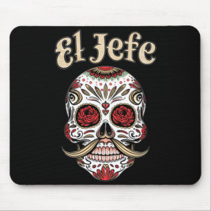 Tapis De Souris Crâne de sucre El Jefe pour hommes Dia De Los Muer