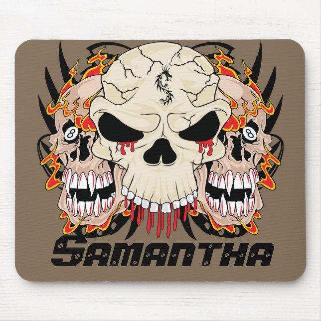 Tapis De Souris Crâne de tatouage Huit boules Mousepad personnalis (Devant)