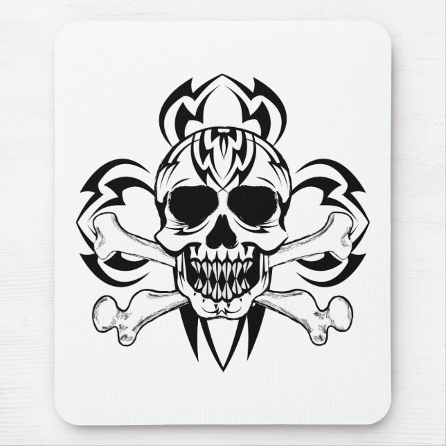 Tapis De Souris Crâne de tatouage tribal (Devant)