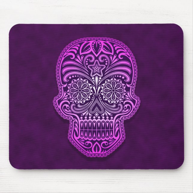 Tapis De Souris Crâne décoratif de sucre - pourpre (Devant)