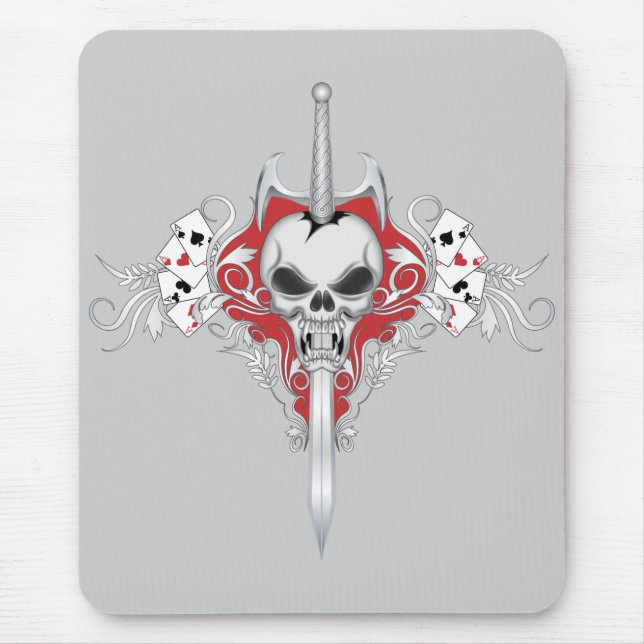 Tapis De Souris Crâne d'épée - ROUGE (Devant)