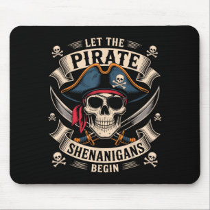 Tapis De Souris Crâne d'Halloween Laissez les Pirateries Commencer