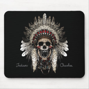 Tapis De Souris Crâne en chef indien amérindien Cherokee