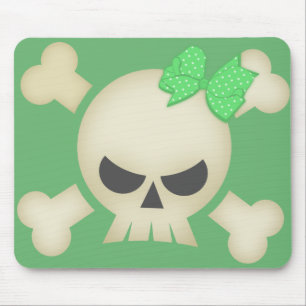 Tapis De Souris Crâne et arc punks mignons Mousepad (vert)