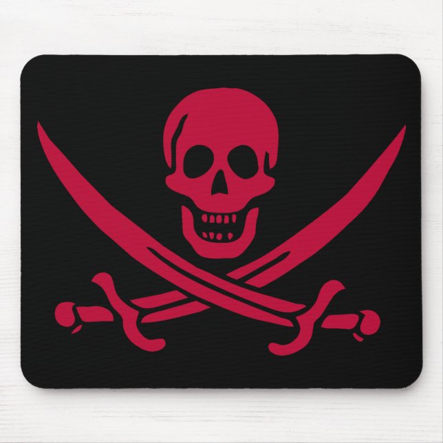 Tapis De Souris Crâne et épées de Crimson Drapeau pirate de Calico (Devant)