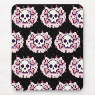 Tapis De Souris Crâne et Os en Rose Pastel