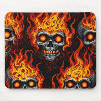 Tapis De Souris Crâne flamme conception gothique tatouage roche et