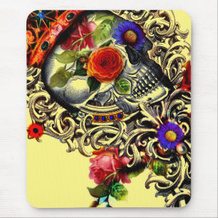 Tapis De Souris Crâne floral couronné