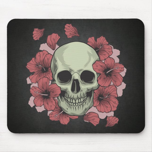 Tapis De Souris Crâne floral Dia de los Muertos | Mousepad (Devant)