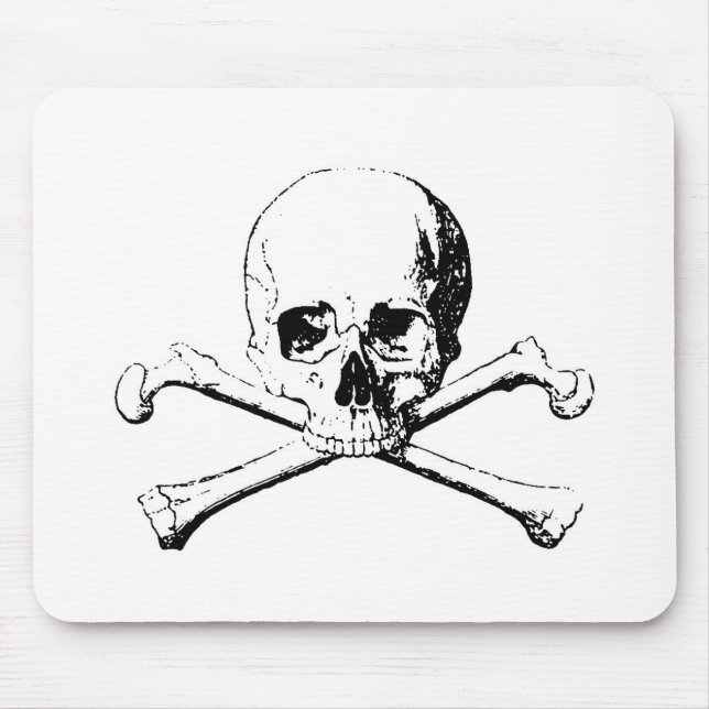 Tapis De Souris Crâne noir et blanc et os (Devant)