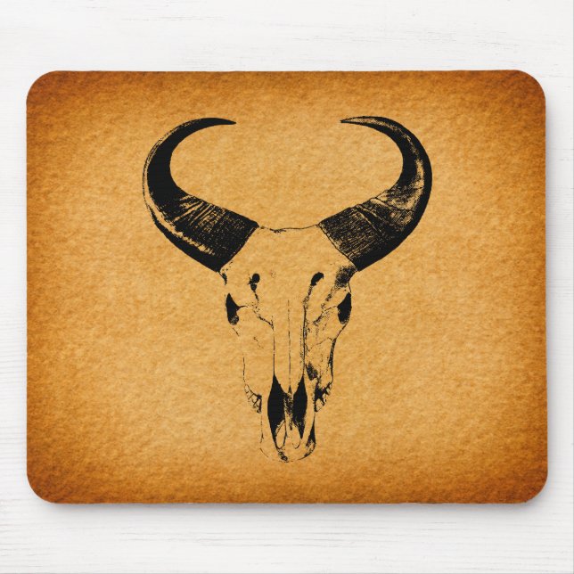 Tapis De Souris Crâne occidental rustique Mousepad de Taureau (Devant)