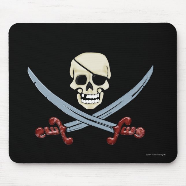 Tapis De Souris Crâne pirate et coupes croisées Art Déplaisant (Devant)