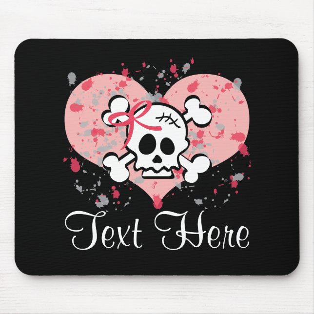 Tapis De Souris Crâne rose personnalisé Mousepad d'arc (Devant)
