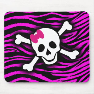 Tapis De Souris Crâne rose Zebra