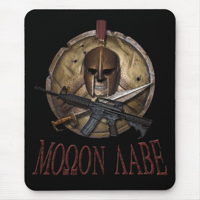 Tapis De Souris Crâne spartiate de Molon Labe avec M-4 Mousepad (Devant)