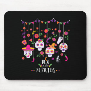 Tapis De Souris Crânes de calavera de sucre vibrant Jour du gouver