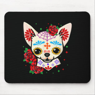 Tapis De Souris Crânes de Chihuahua Jour des Morts Crâne de Sucre