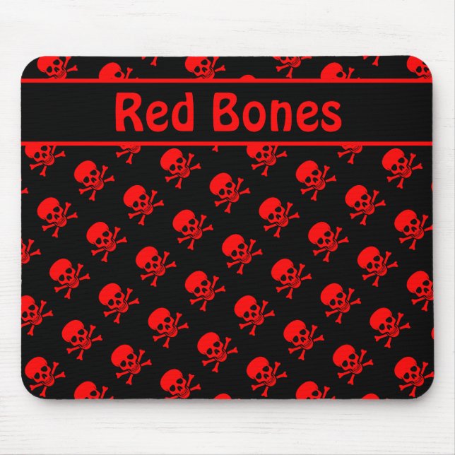 Tapis De Souris Crânes noirs et rouges avec texte personnalisé (Devant)