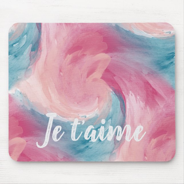 Tapis De Souris Cravate-teinture rose et bleu Peinture d'aquarelle (Devant)