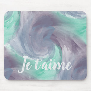 Tapis De Souris Cravate-teinture violet vert peint Aquarelle dans
