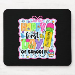 Tapis De Souris Crayon Enseignant Enfants Heureux Premier Jour D'é