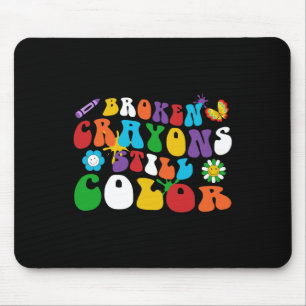 Tapis De Souris Crayons cassés Couleur encore Rétro Hippie Super D