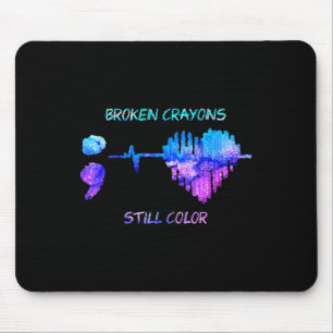 Tapis De Souris Crayons cassés est encore couleur Heartbeat Suicid