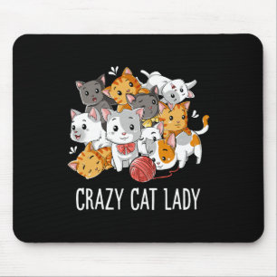 Tapis De Souris Crazy Chat Lady Drôle Filles Femmes Kitten Animal