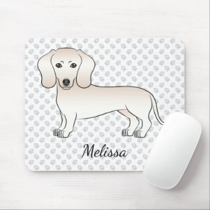 Tapis De Souris Cream Smooth Coat Dachshund Dessin Chien avec nom
