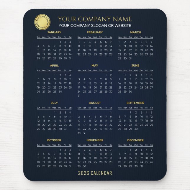 Tapis De Souris Create Your Own 2026 Company Calendar | Mousepad (Devant)