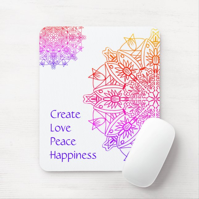 Tapis De Souris Créer la paix de l'amour bonheur Mousepad (Avec souris)