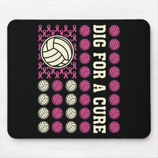 Tapis De Souris Creg Pour Le Ruban Cure Volleyball Rose Cancer Du  (Devant)