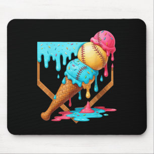 Tapis De Souris Crème de glace de baseball goutte drôle de basebal