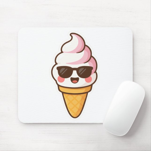 Tapis De Souris Crème glacée cool Kawaii (Avec souris)