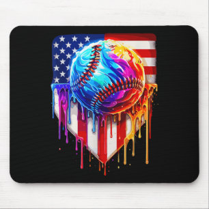 Tapis De Souris Crème glacée de baseball American Drapeau