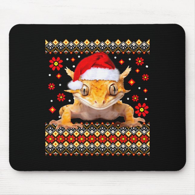 Tapis De Souris Crested Gecko Ugly Christmas Sweater  (Devant)