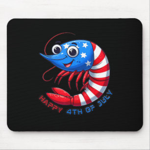 Tapis De Souris Crevettes Heureuses Célèbrent Le 4 Juillet Enfants