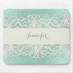 Tapis De Souris Cristaux arc-en-ciel sur vert menthe