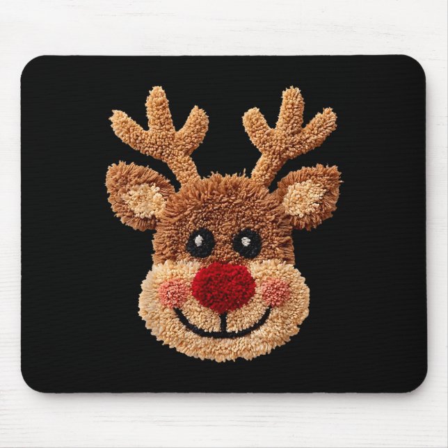 Tapis De Souris Crochet Reindeer Face Merry Christmas Girly Kids T (Devant)