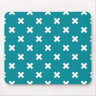 Tapis De Souris Crochets blancs sur turquoise