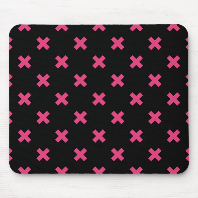 Tapis De Souris Crochis Fuchsia sur noir (Devant)