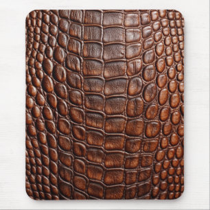 Tapis De Souris Crocodile Brown Alligator Peau Faux Cuir Imprimer