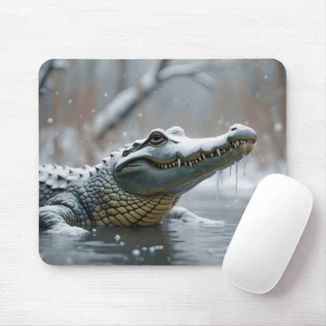 Tapis De Souris Crocodile En Neige (Avec souris)