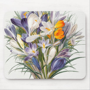 Tapis De Souris Crocus Spring Flower Botanique Floral Art