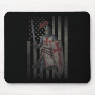 Tapis De Souris Croisé Templier Croisé Valeur Drapeau Américain 4