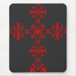 Tapis De Souris Croix avec ornement rouge, Art décoratif sacré