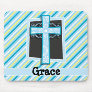 Tapis De Souris Croix Bleue, Bleue et Jaune